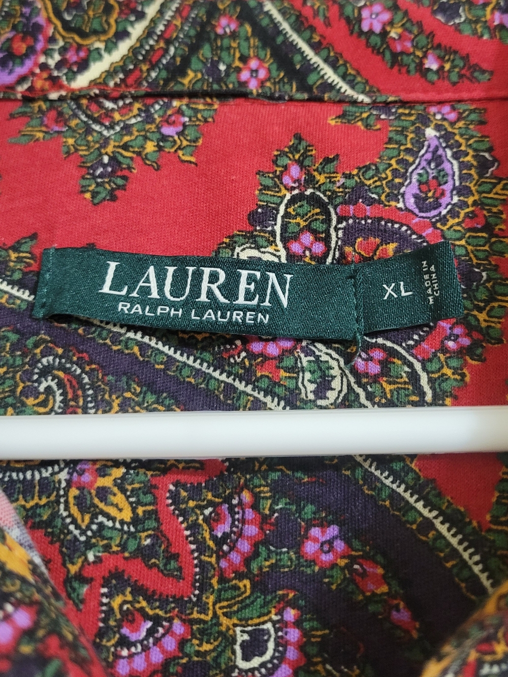 Ralph Lauren Red Paisley Night Shirt Dress - Picture 4 of 5